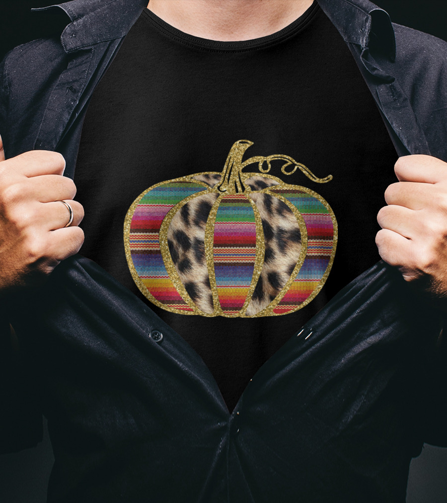Leopard Serape Pattern Pumpkin T-Shirt