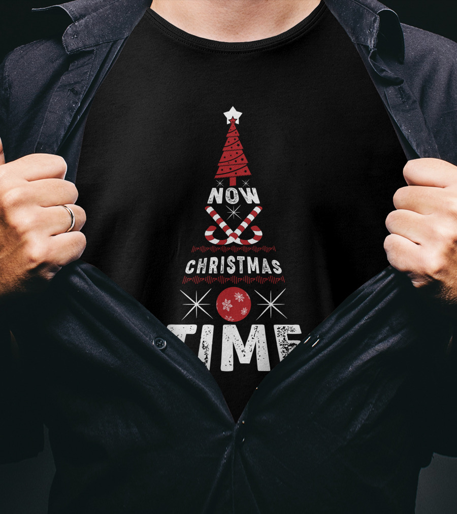 Now Christmas Time Tree With Candy Canes And Star T-Shirt