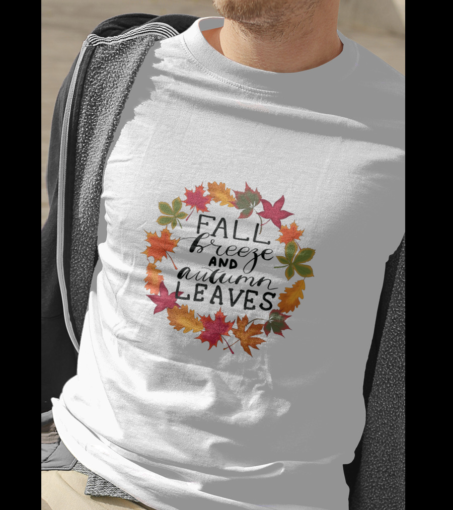 Fall Breeze And Autumn Leaves Circle Of Colorful Maple And Seasonal Foliage T-Shirt