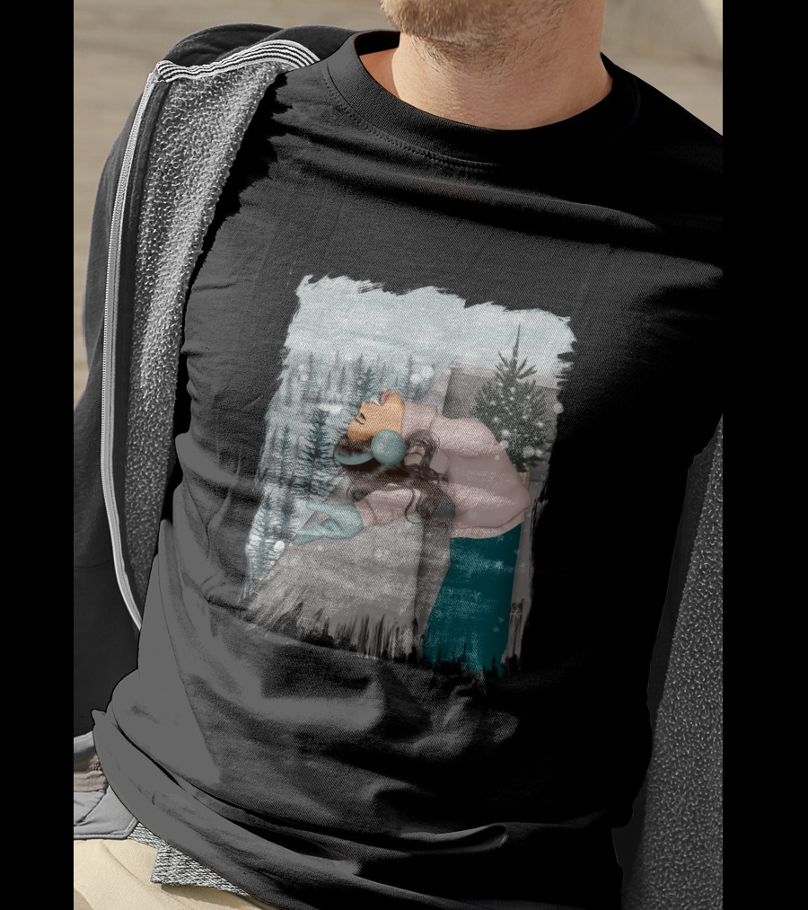 Best Wish In Winter Embracing Snowfall In Forest Scene T-Shirt