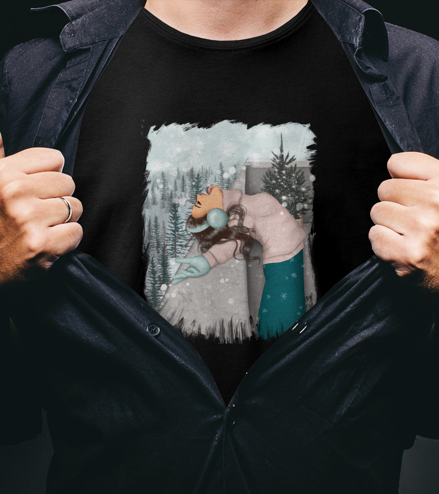 Best Wish In Winter Embracing Snowfall In Forest Scene T-Shirt