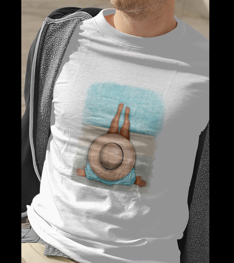 Afro Woman Relaxing By The Pool In Summer Hat T-Shirt