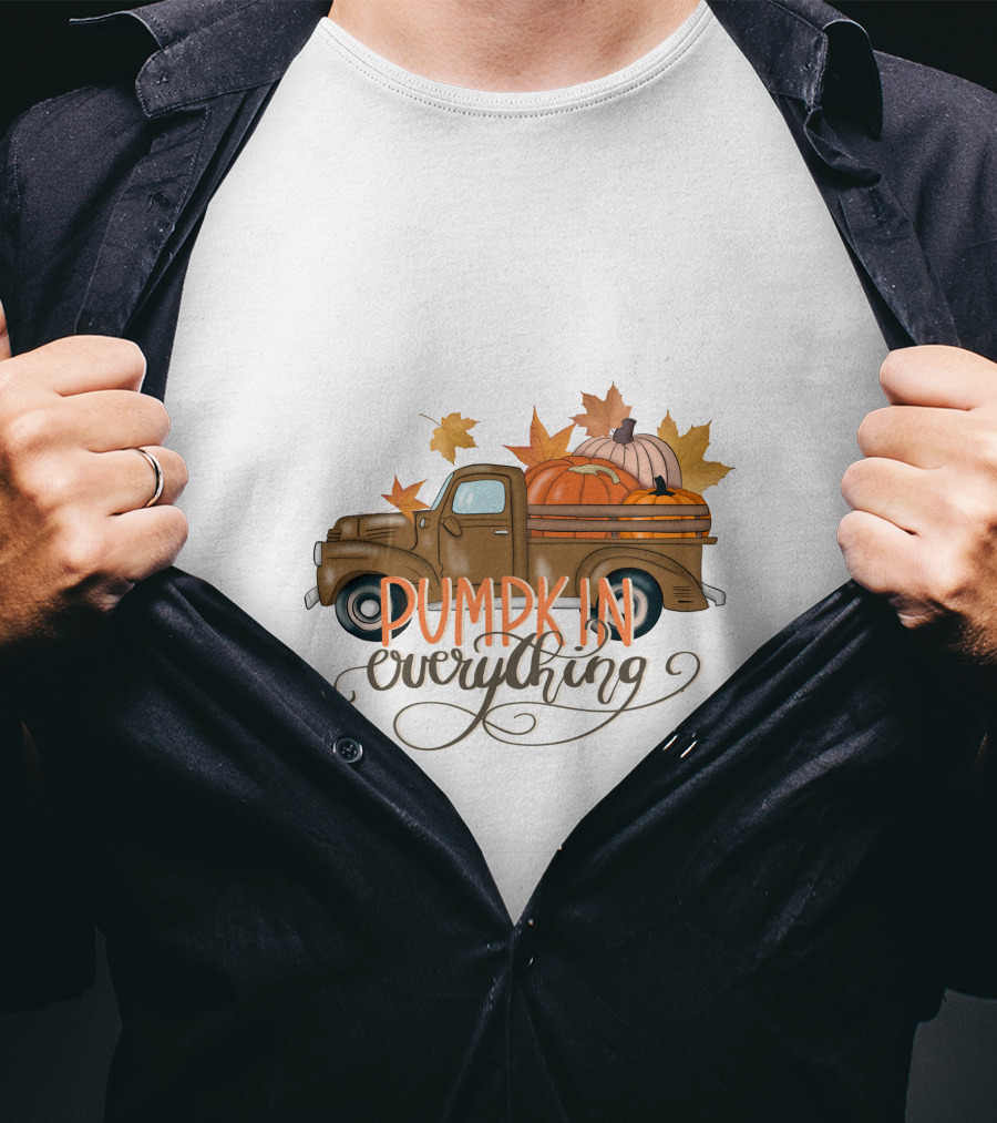 Pumpkin Everything Fall Truck With Leaves T-Shirt
