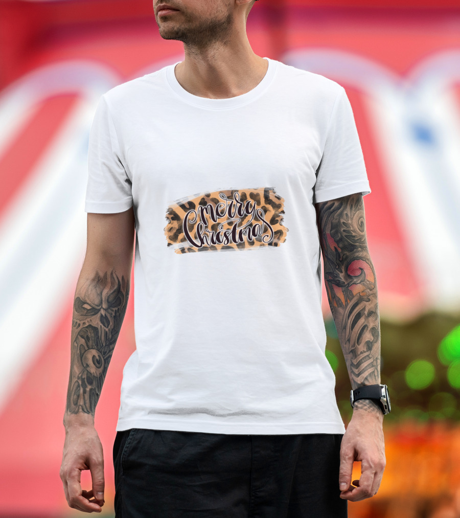 Merry Christmas Leopard Pattern Wild T-Shirt