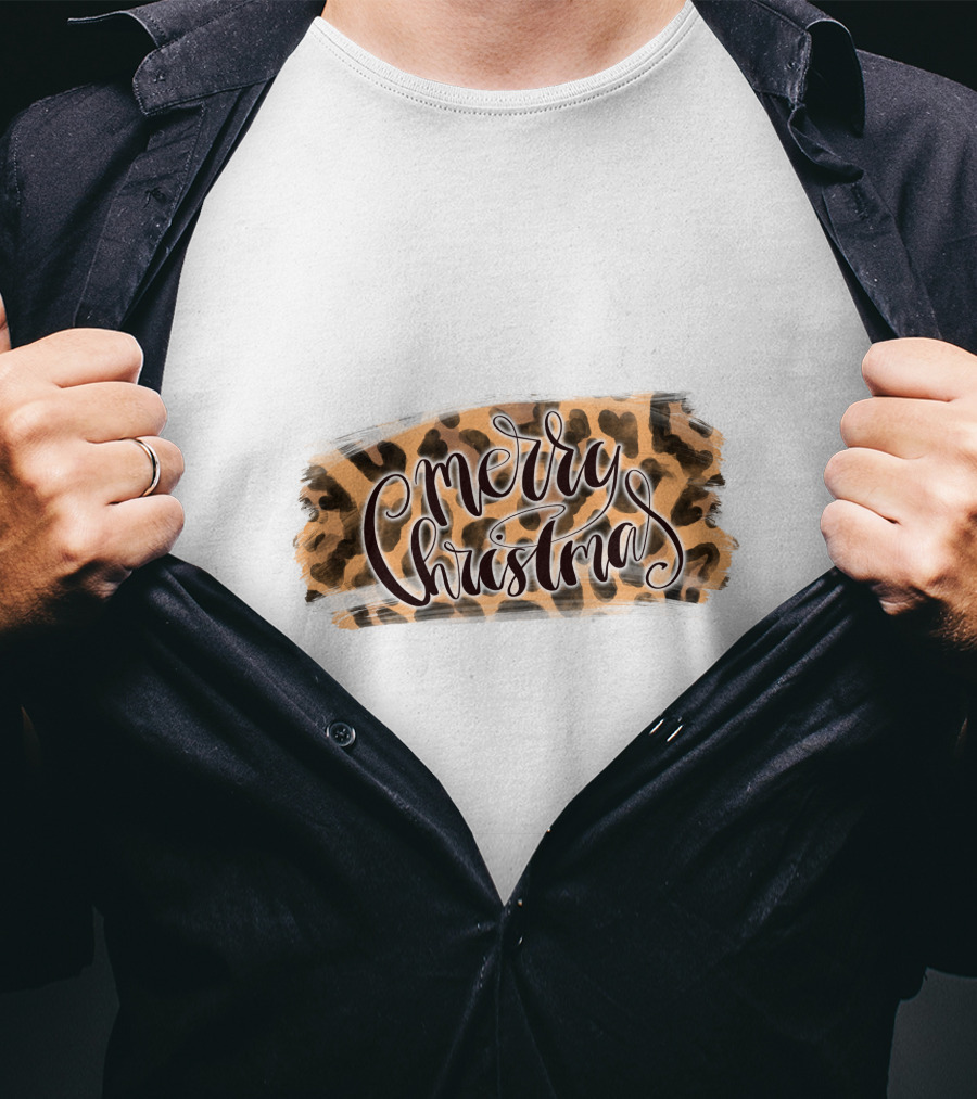 Merry Christmas Leopard Pattern Wild T-Shirt