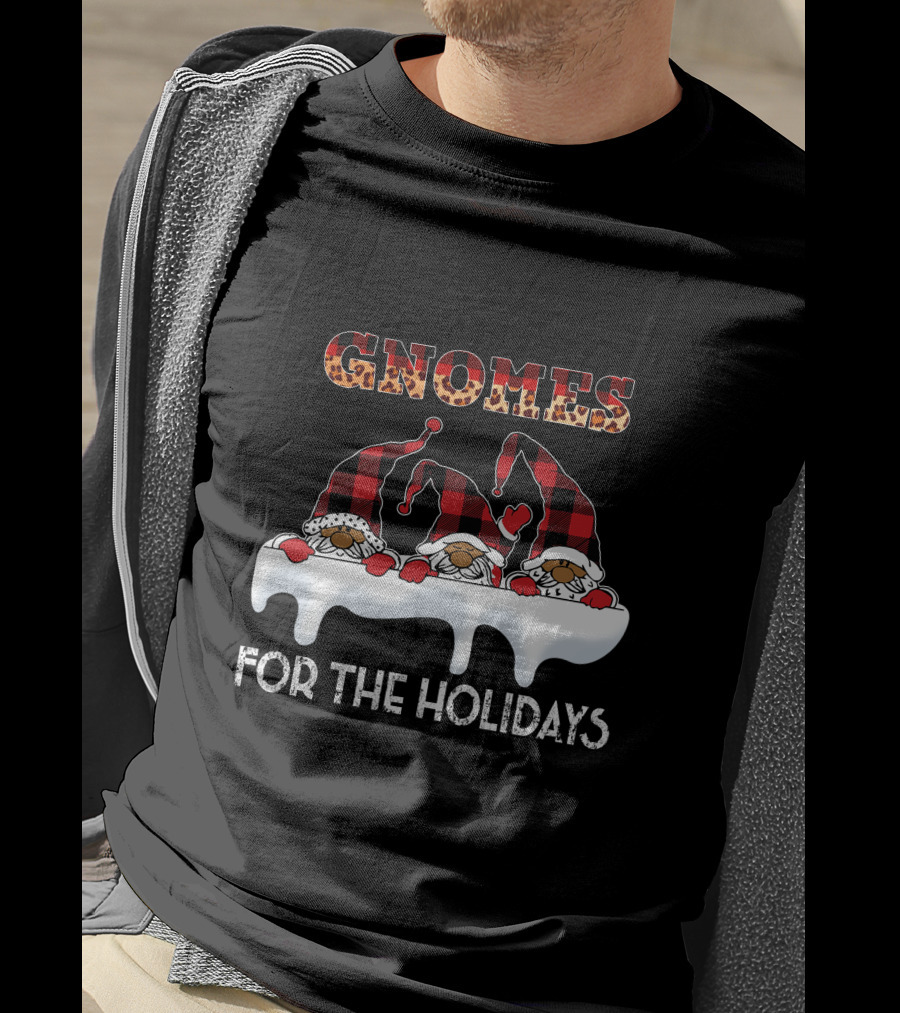 Gnomes For The Holidays Plaid Hat Christmas Cheer T-Shirt