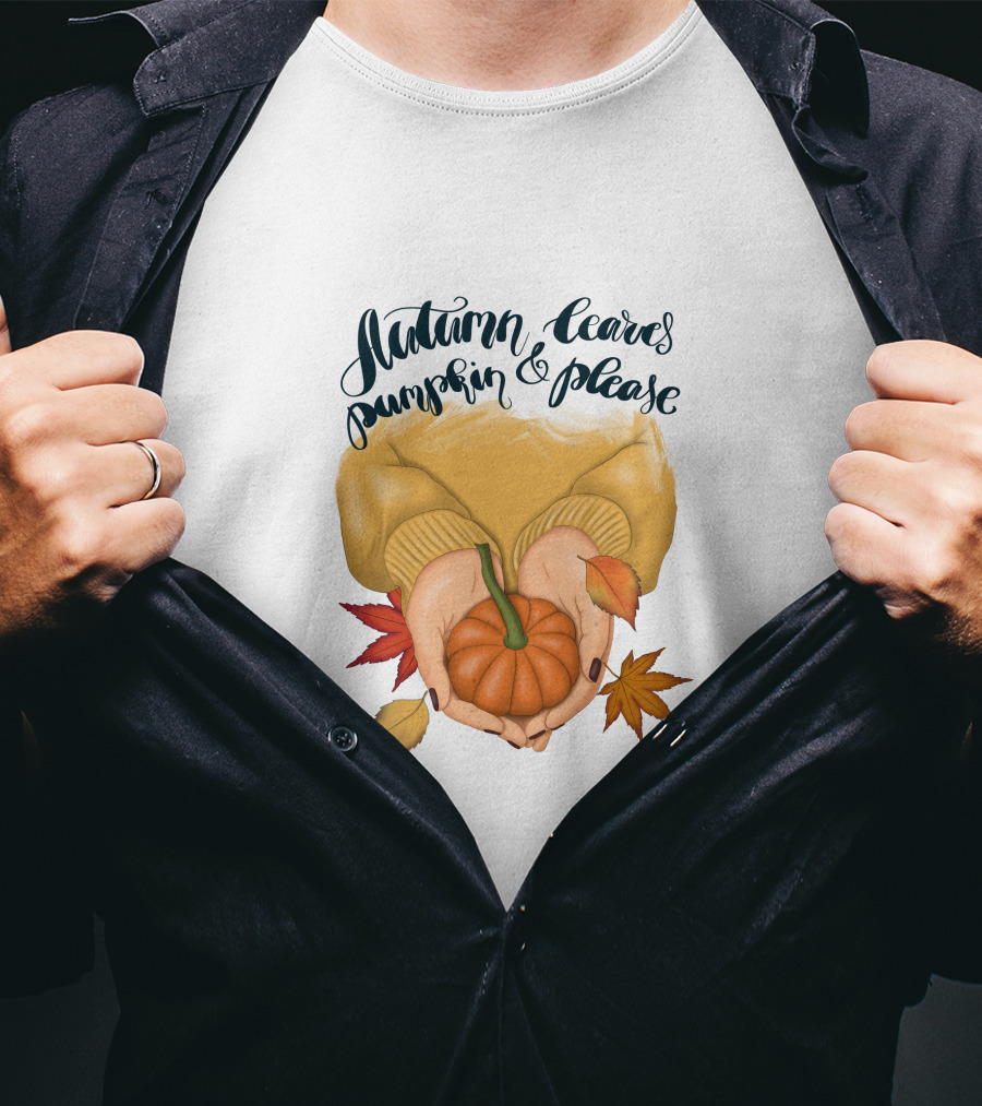 Autumn Leaves Pumpkin Please Cozy Fall Vibes T-Shirt