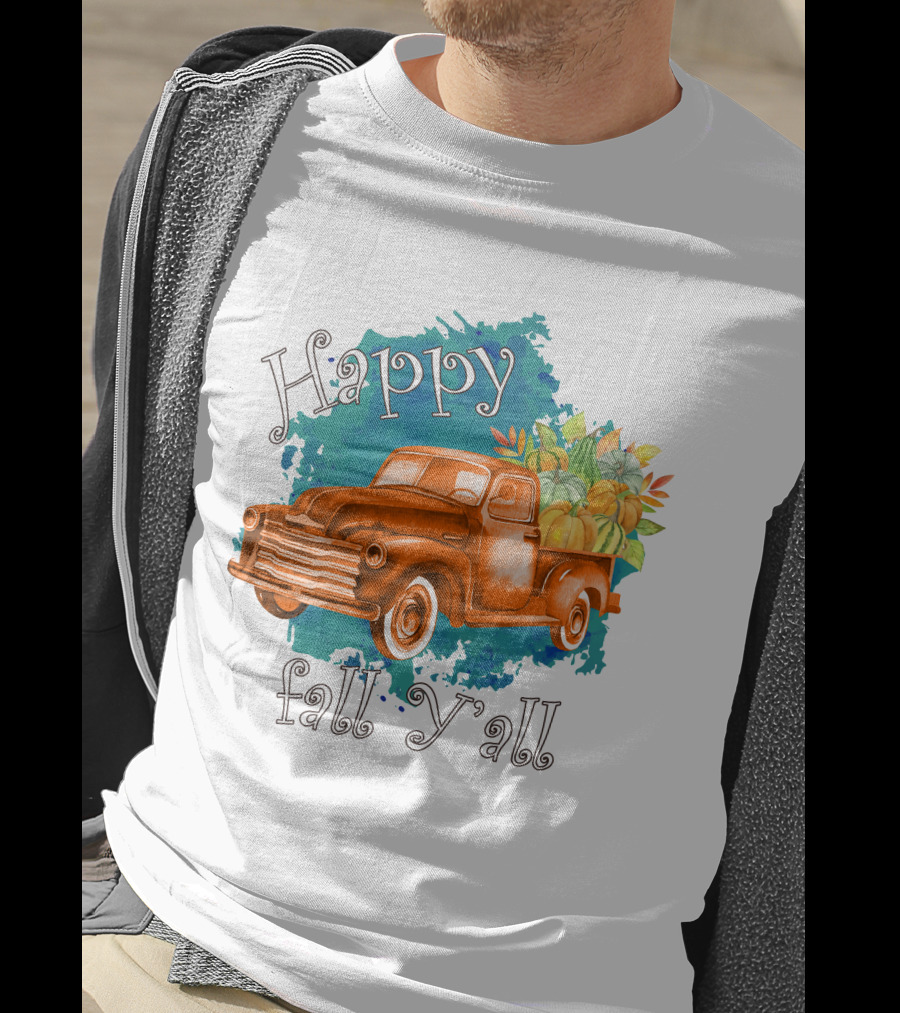 Happy Fall Y'all Rustic Truck With Pumpkins T-Shirt