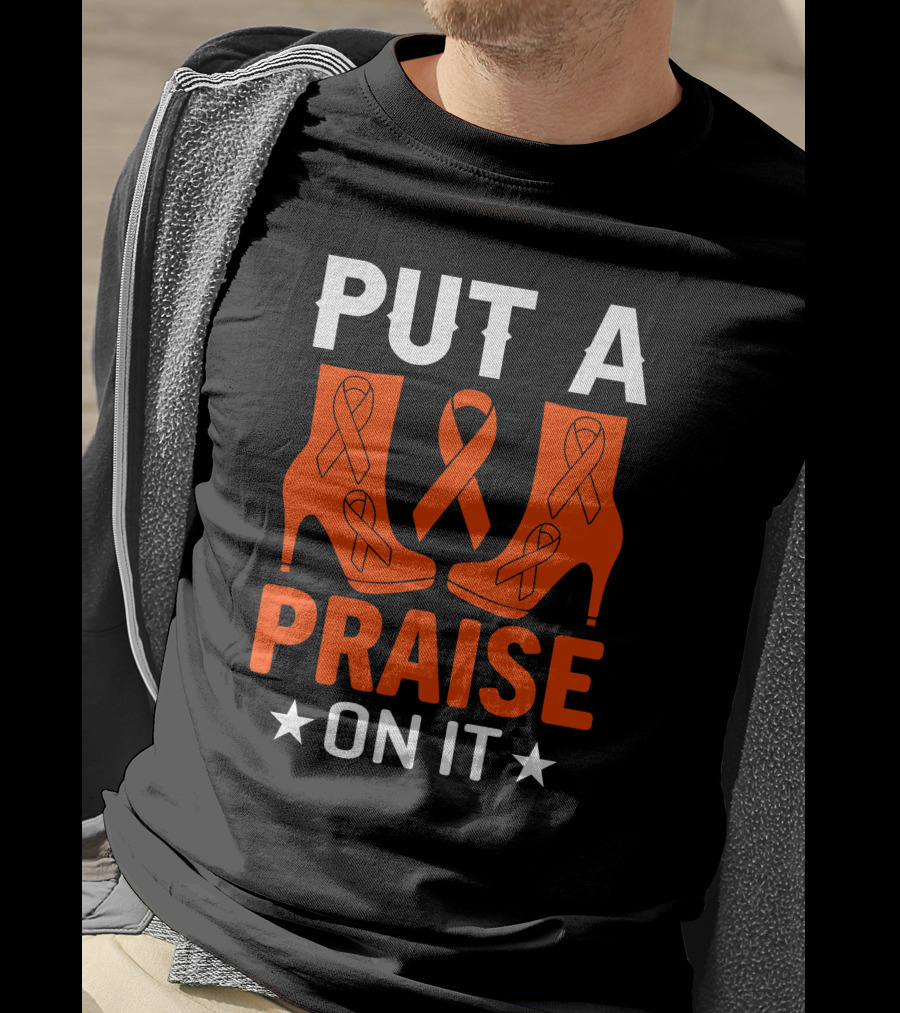 PUT A PRAISE ON IT Orange Ribbon High Heels T-Shirt