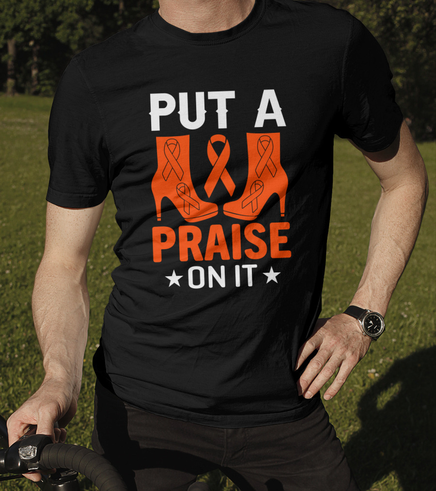 PUT A PRAISE ON IT Orange Ribbon High Heels T-Shirt
