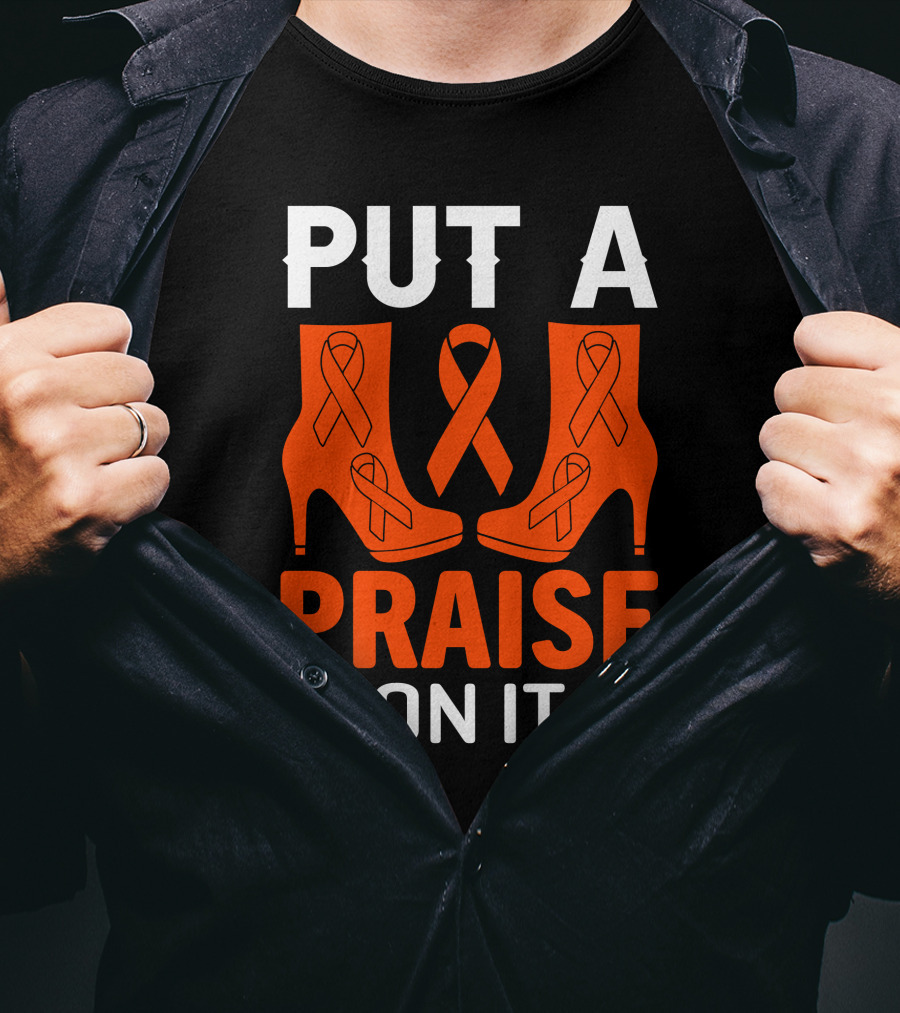 PUT A PRAISE ON IT Orange Ribbon High Heels T-Shirt