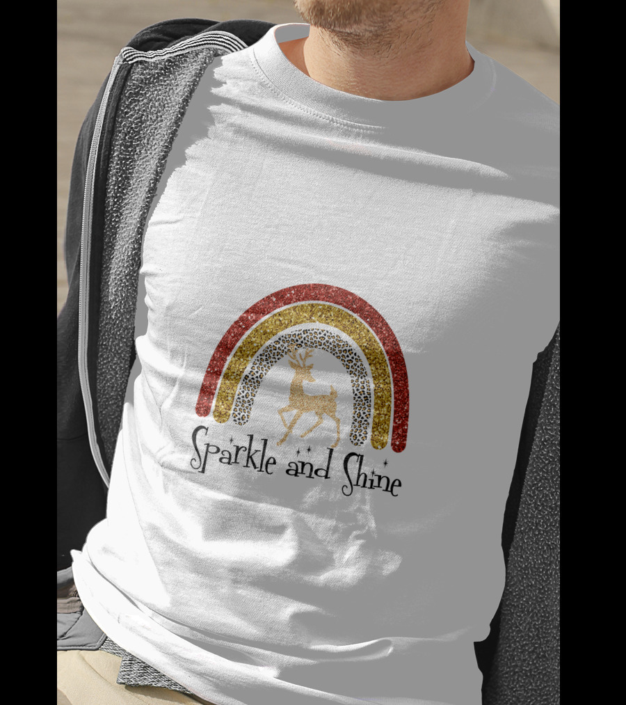 Sparkle And Shine Reindeer Rainbow T-Shirt