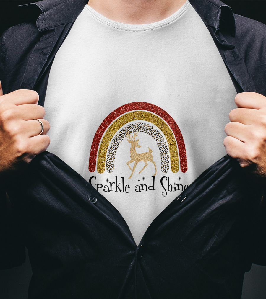 Sparkle And Shine Reindeer Rainbow T-Shirt