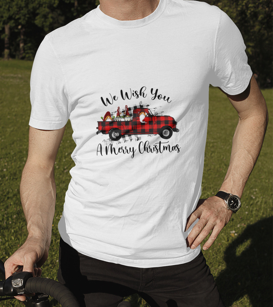 We Wish You A Merry Christmas Plaid Truck Holiday T-Shirt