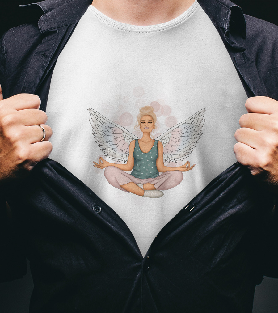 Blonde Angel Yoga Mindfulness Meditation Practice T-Shirt