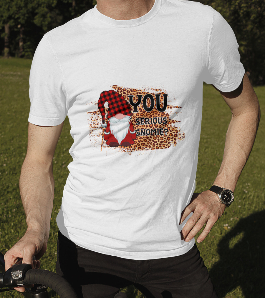 You Serious Gnomie Plaid Hat Leopard Background T-Shirt