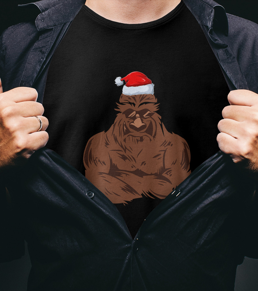 Santa Gorilla Christmas Festive Holiday T-Shirt