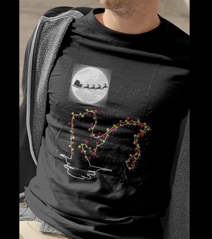 Sweet Christmas Night With Santa And Loch Ness Lights T-Shirt