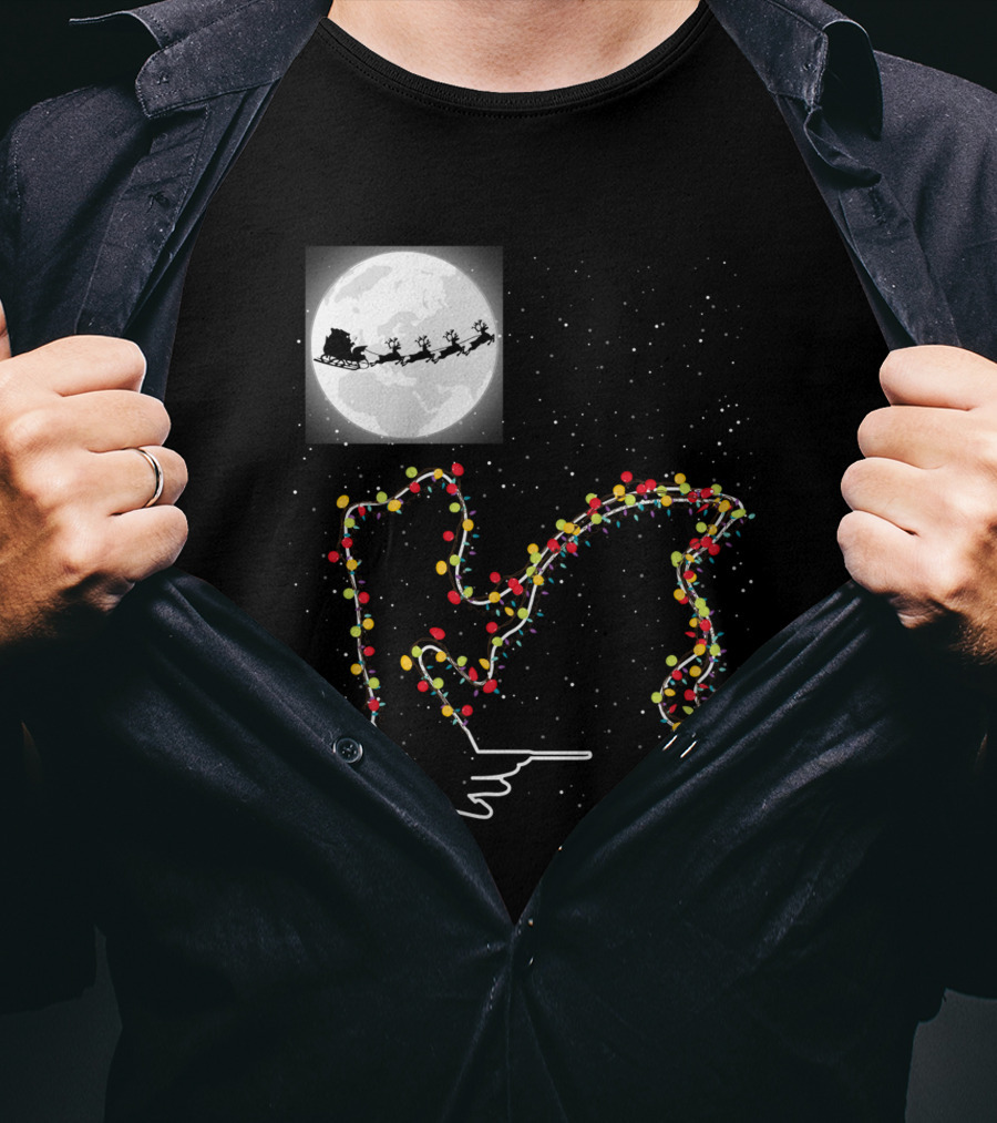 Sweet Christmas Night With Santa And Loch Ness Lights T-Shirt