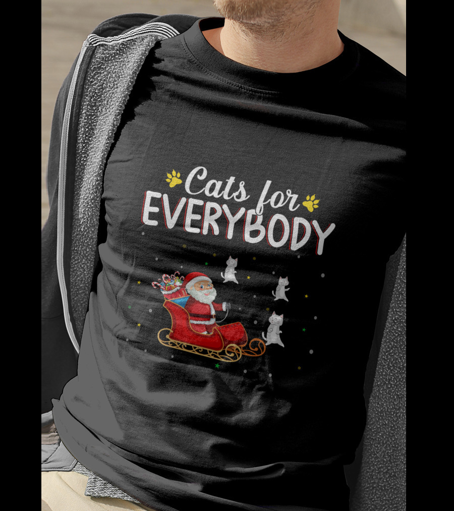 Cats For Everybody Santa Sleigh With Christmas Kittens T-Shirt