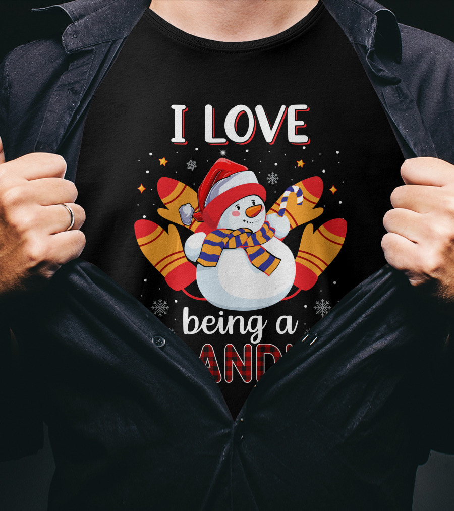 I Love Being A Grandma Snowman With Mittens And Scarf Christmas T-Shirt