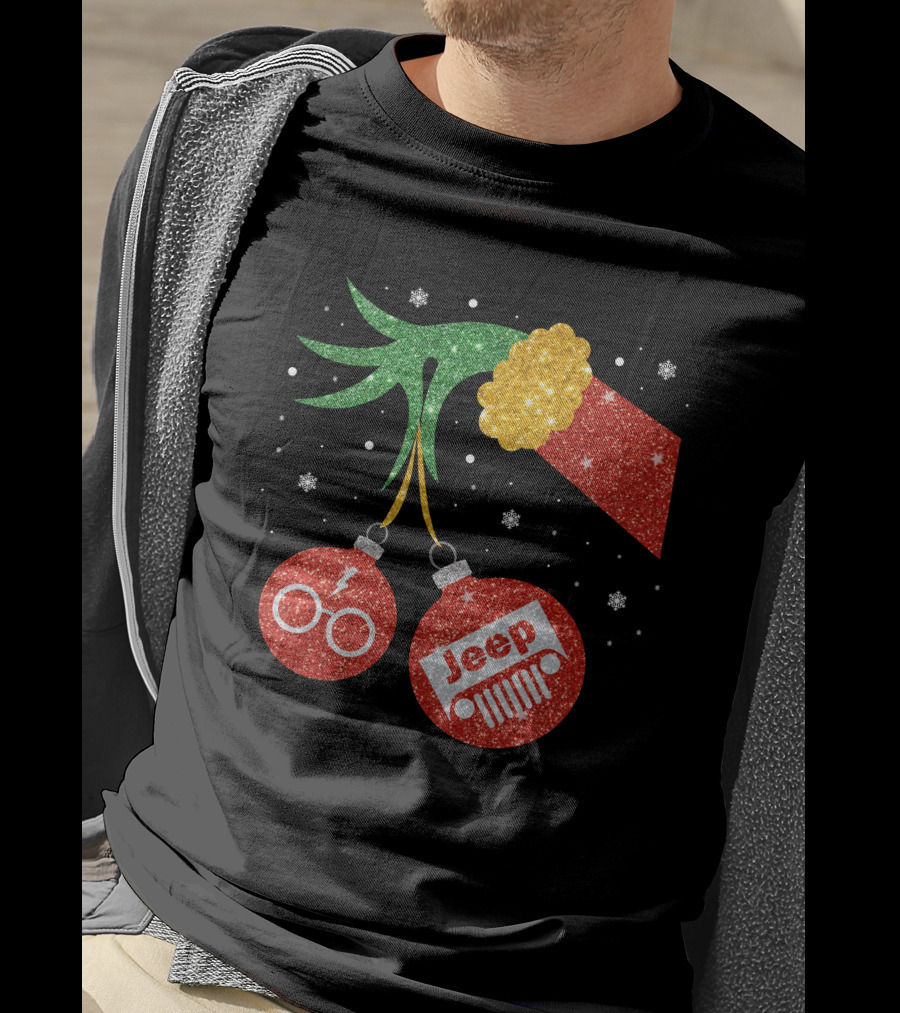 Jeep Grinch Hand Christmas Ornament Harry Glasses T-Shirt