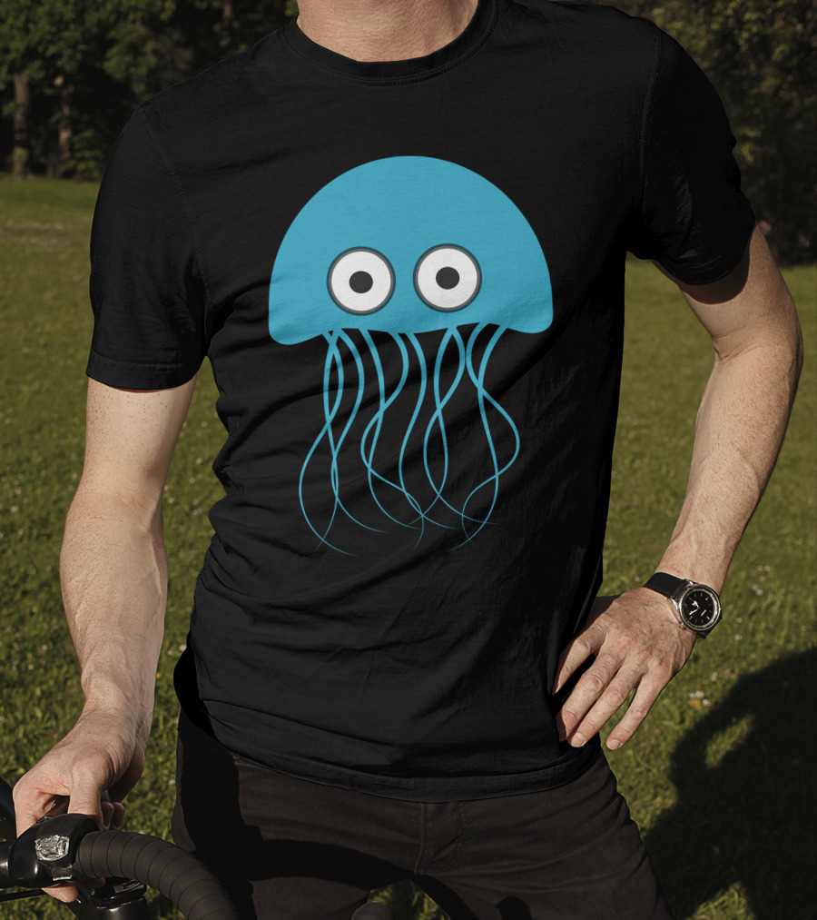 Cartoon Jellyfish Blue Eyes T-Shirt