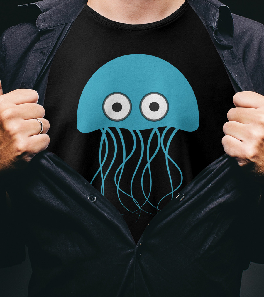 Cartoon Jellyfish Blue Eyes T-Shirt