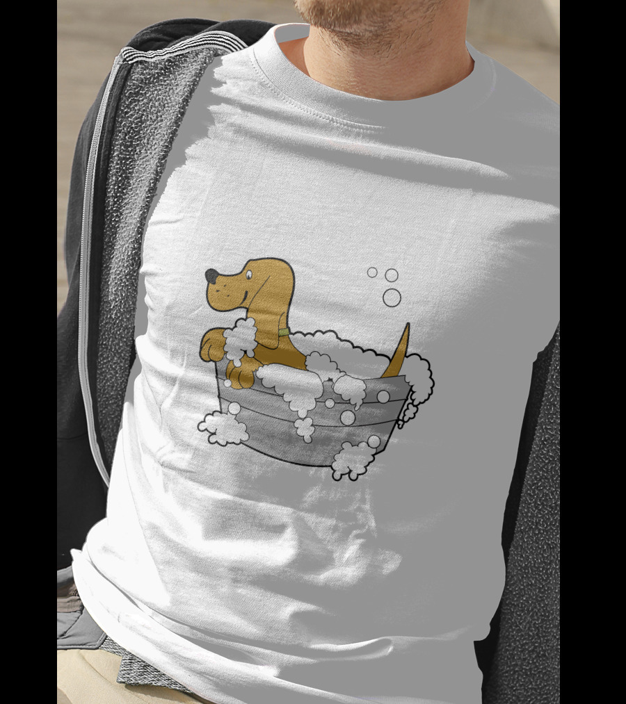 Bath Time Puppy In Bubble Tub Cartoon T-Shirt