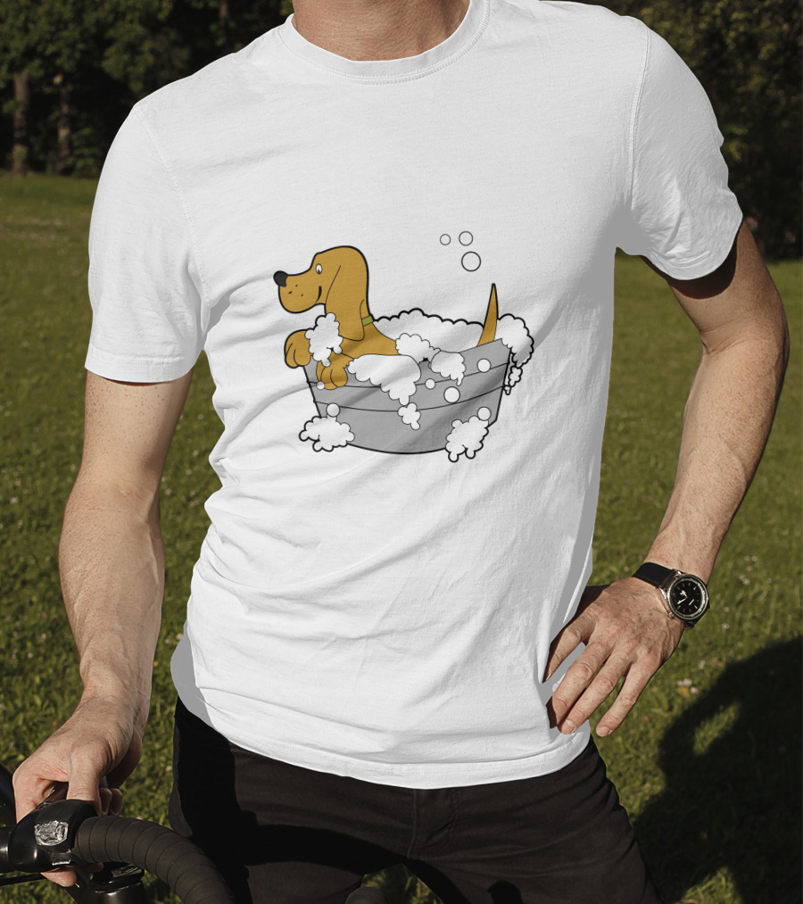 Bath Time Puppy In Bubble Tub Cartoon T-Shirt