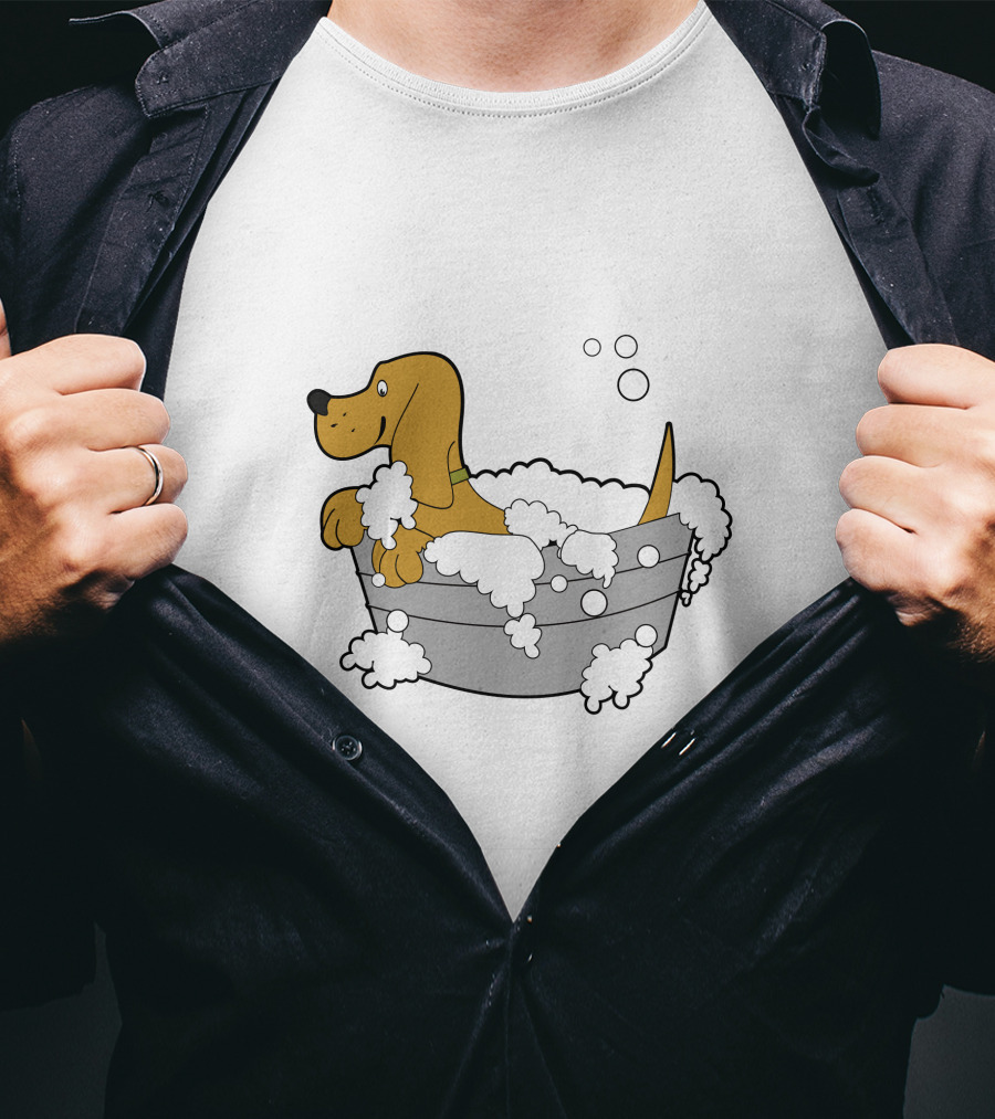 Bath Time Puppy In Bubble Tub Cartoon T-Shirt