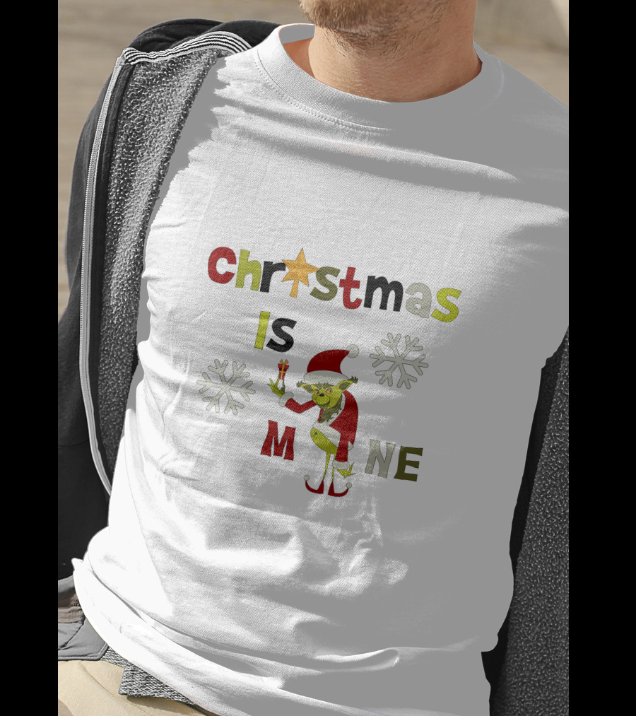 Christmas Is Mine Grinch Santa Snowflakes T-Shirt