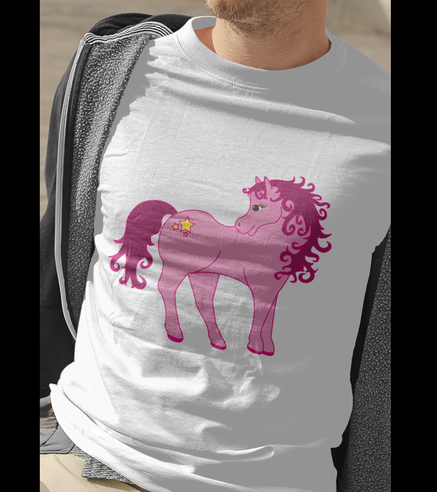 Cute Pink Pony With Curly Mane And Star Markings T-Shirt