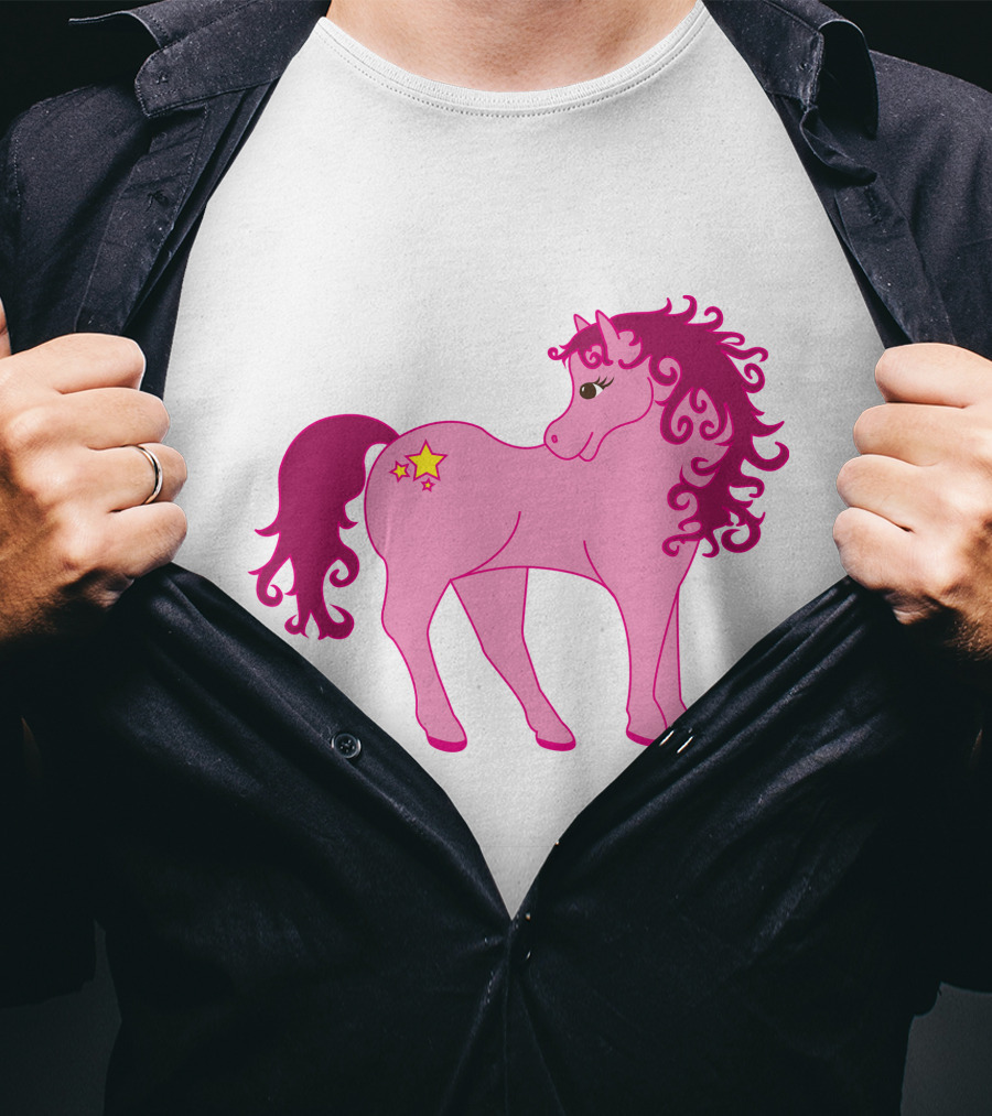 Cute Pink Pony With Curly Mane And Star Markings T-Shirt