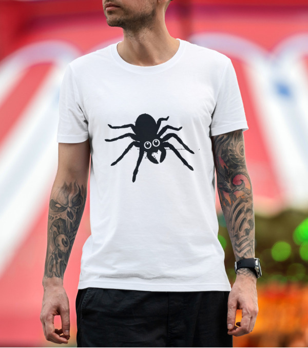 Premium T-Shirt: Cute Spider With Big Eyes In Web T-Shirt Cute Spider With Big Eyes In Web T-Shirt
