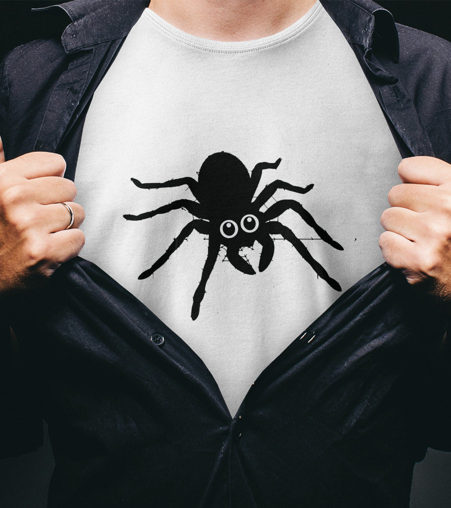 Cute Spider With Big Eyes In Web T-Shirt