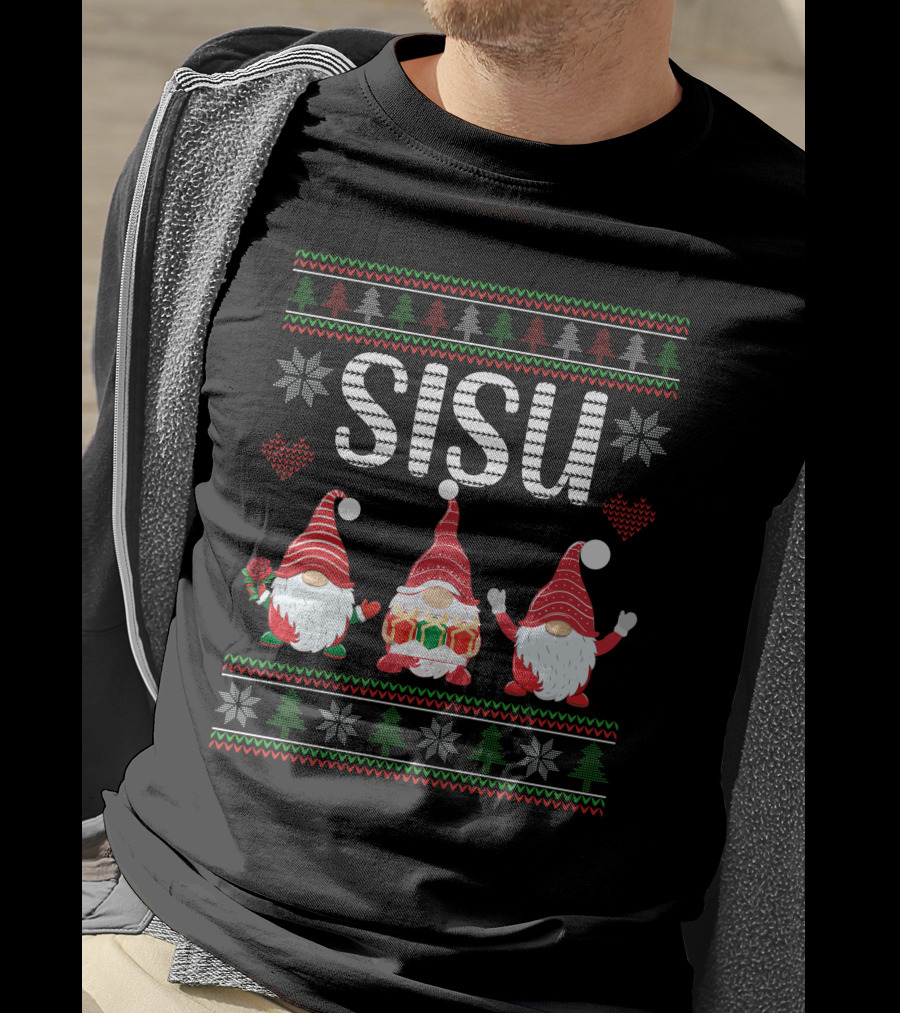 Sisu Gnomes Christmas Tree Snowflake Heart T-Shirt