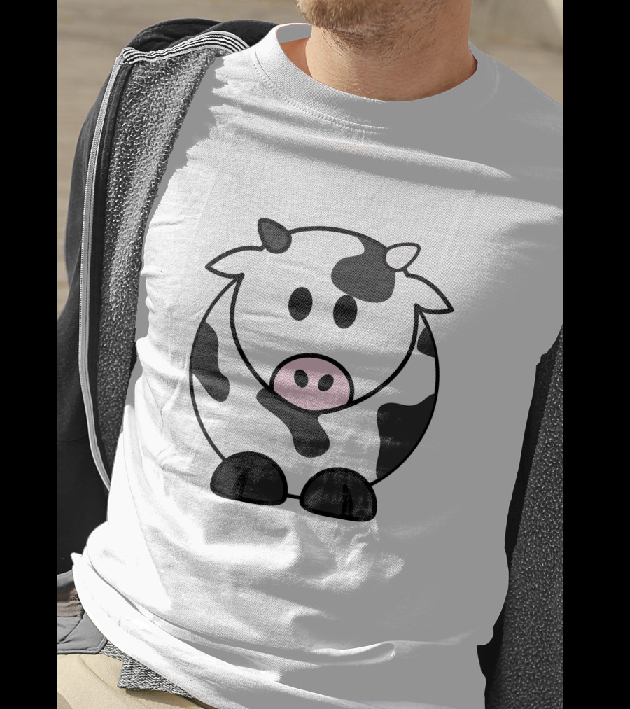 Cartoon Cow Black And White Spotted Adorable T-Shirt