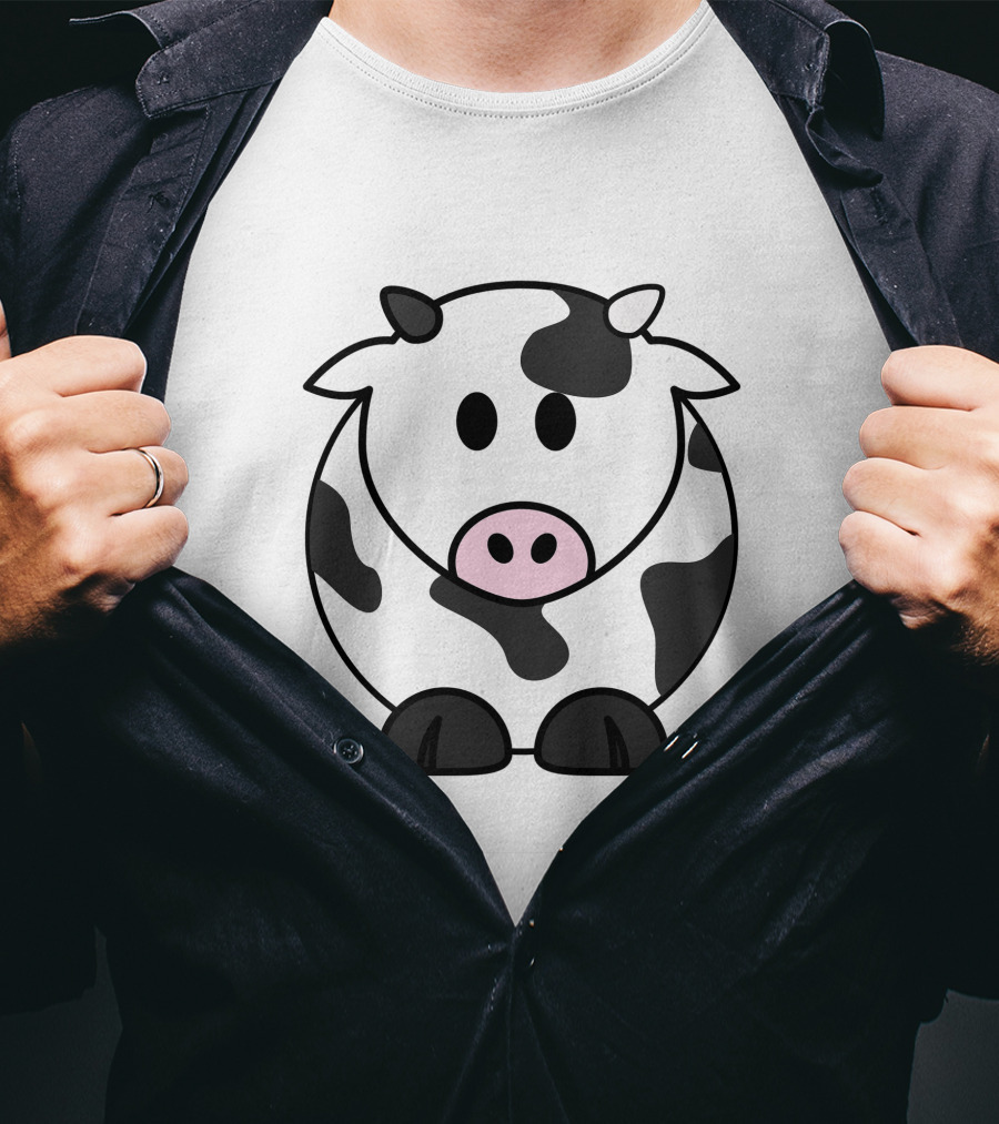Cartoon Cow Black And White Spotted Adorable T-Shirt