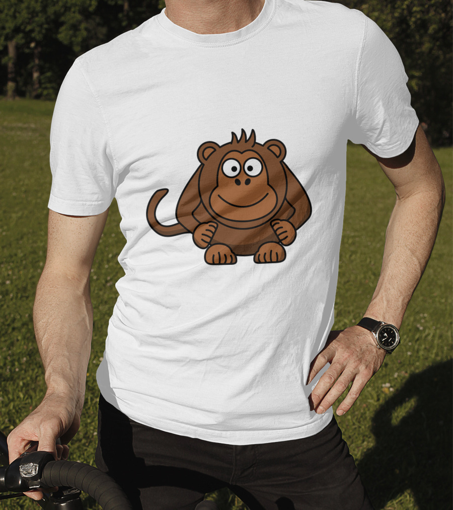 Cartoon Monkey Illustration Brown Playful Character T-Shirt