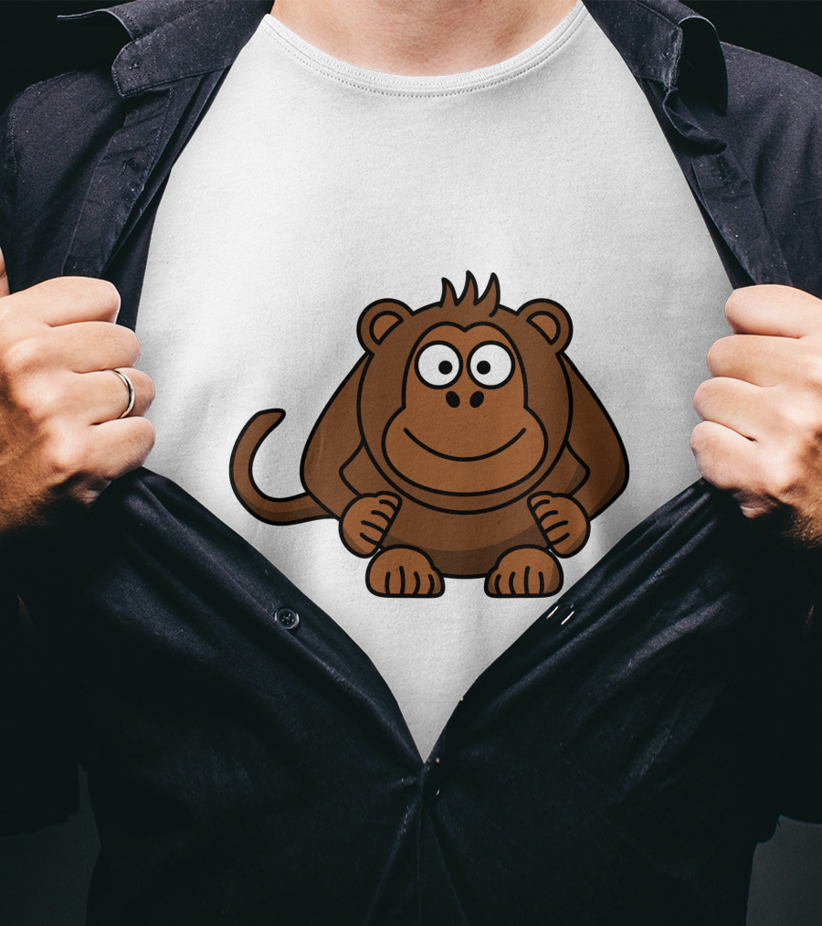 Cartoon Monkey Illustration Brown Playful Character T-Shirt