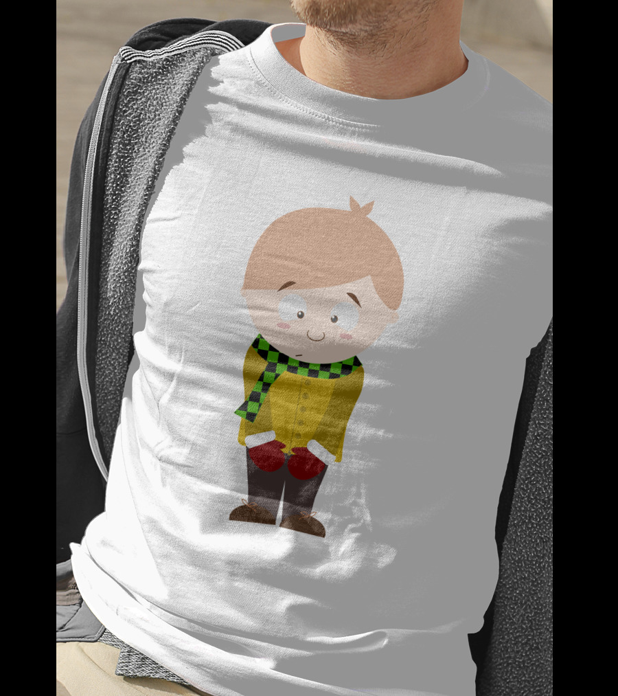 Cute Boy In Winter Scarf And Mittens T-Shirt