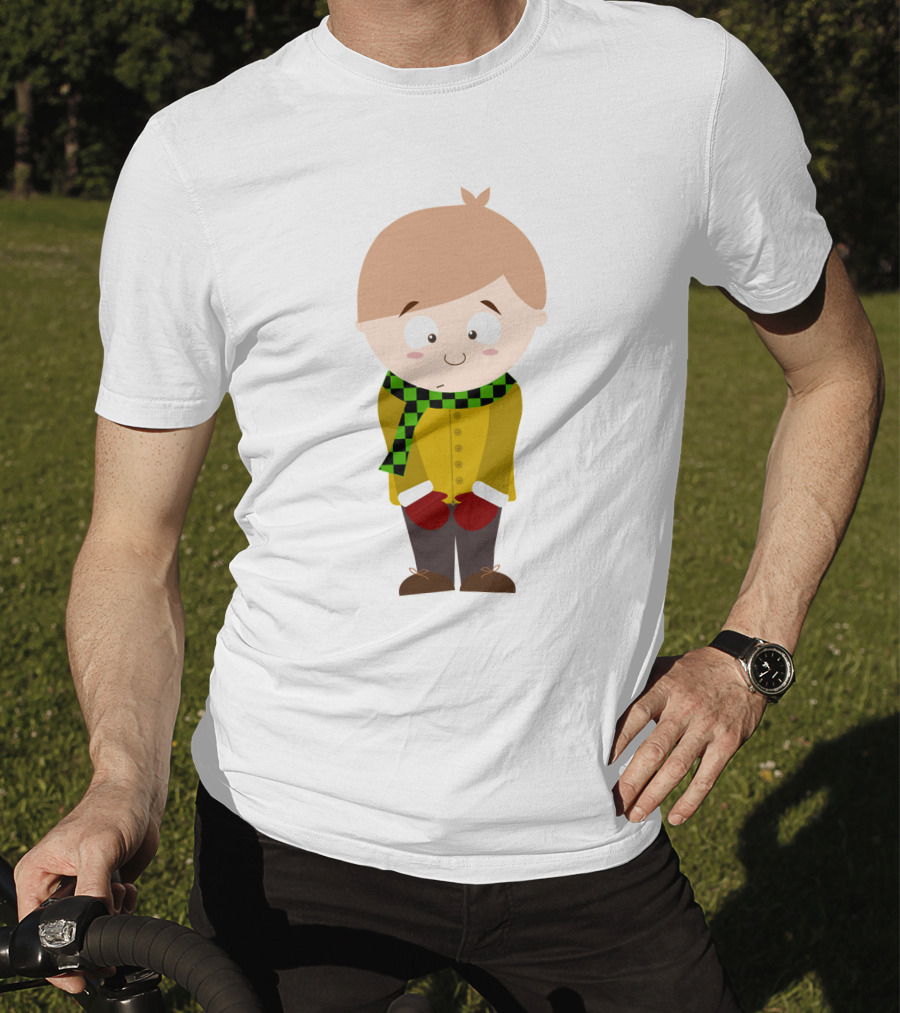 Cute Boy In Winter Scarf And Mittens T-Shirt