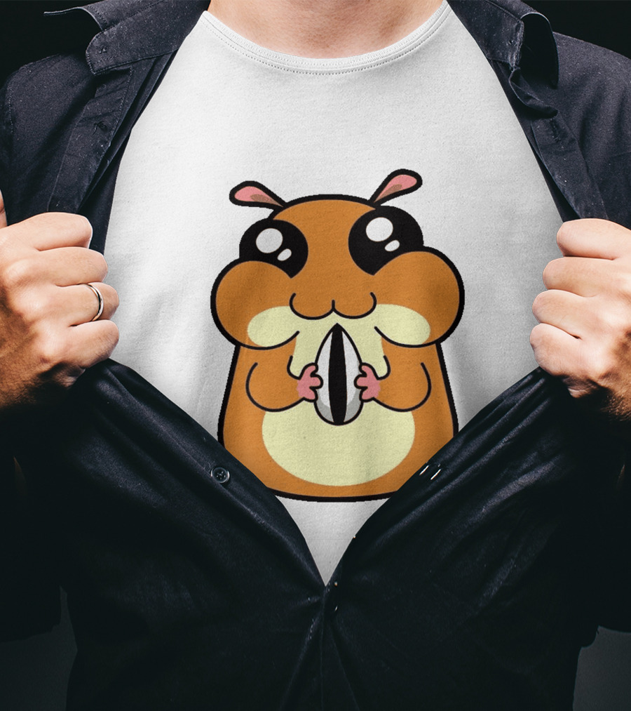 Hamster Eating Sunflower Seed Cartoon Character T-Shirt