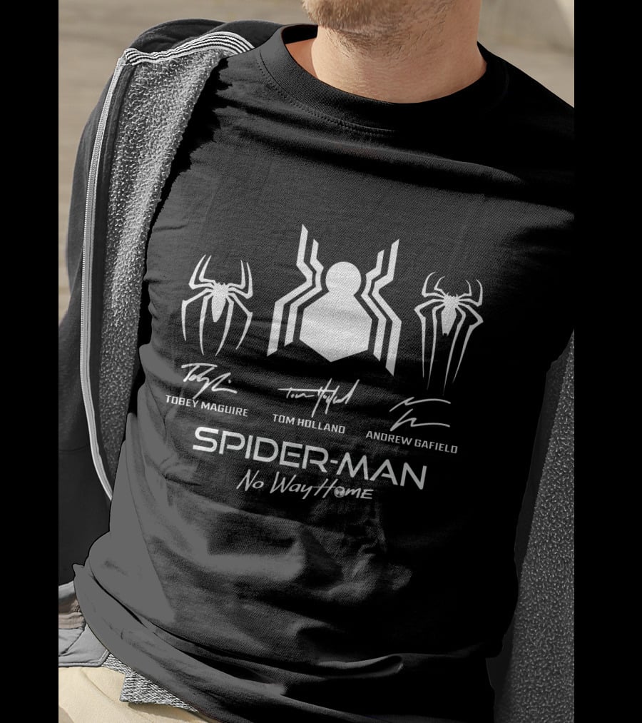 Spider-Man No Way Home Tobey Maguire Tom Holland Andrew Garfield T-Shirt