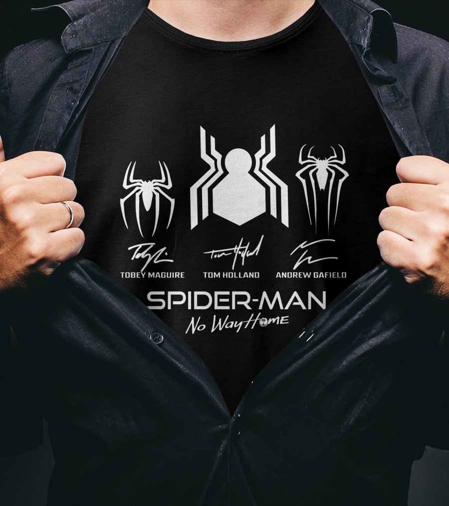 Spider-Man No Way Home Tobey Maguire Tom Holland Andrew Garfield T-Shirt