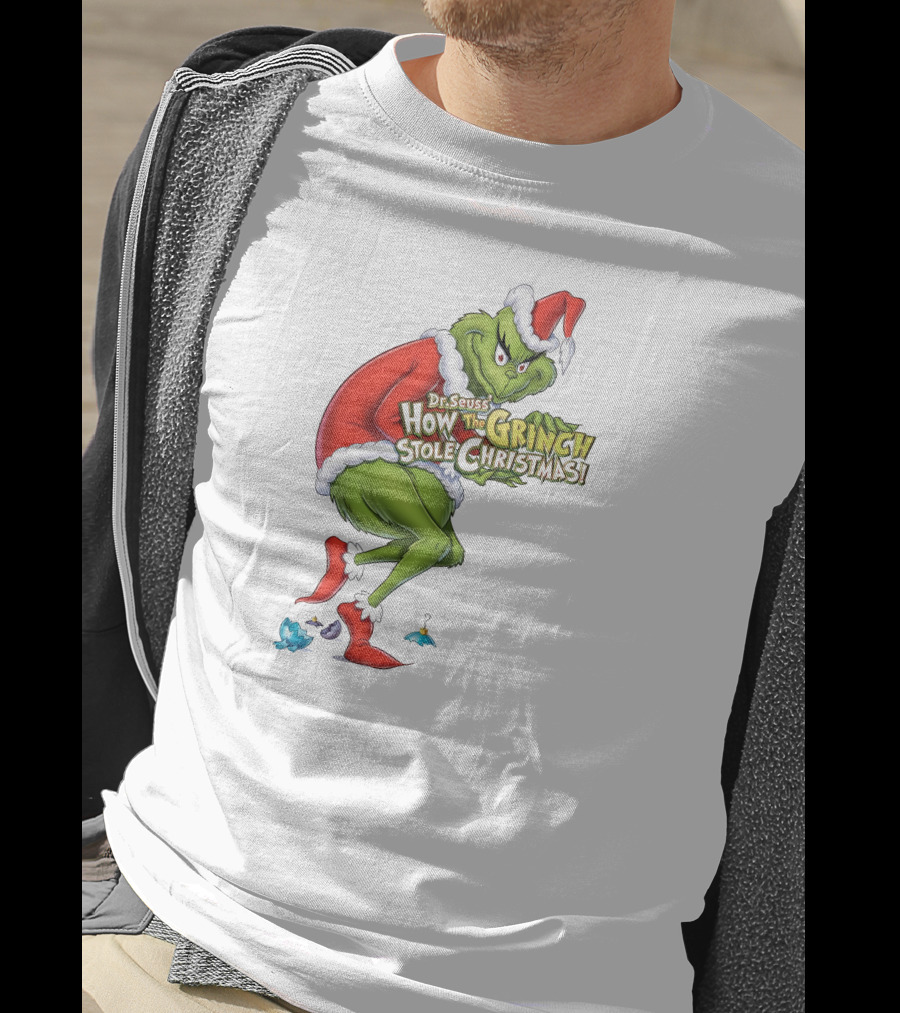 Dr Seuss How The Grinch Stole Christmas Santa Grinch Mischievous Pose T-Shirt