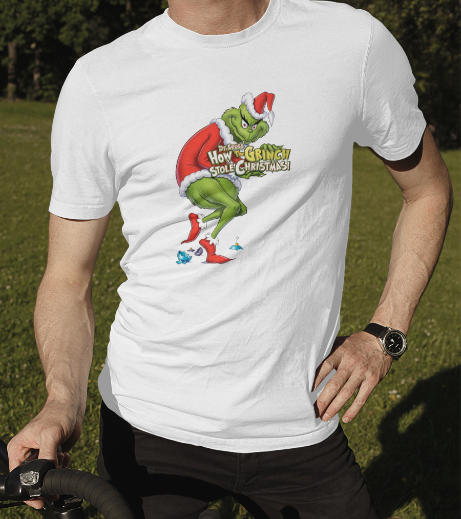 Dr Seuss How The Grinch Stole Christmas Santa Grinch Mischievous Pose T-Shirt