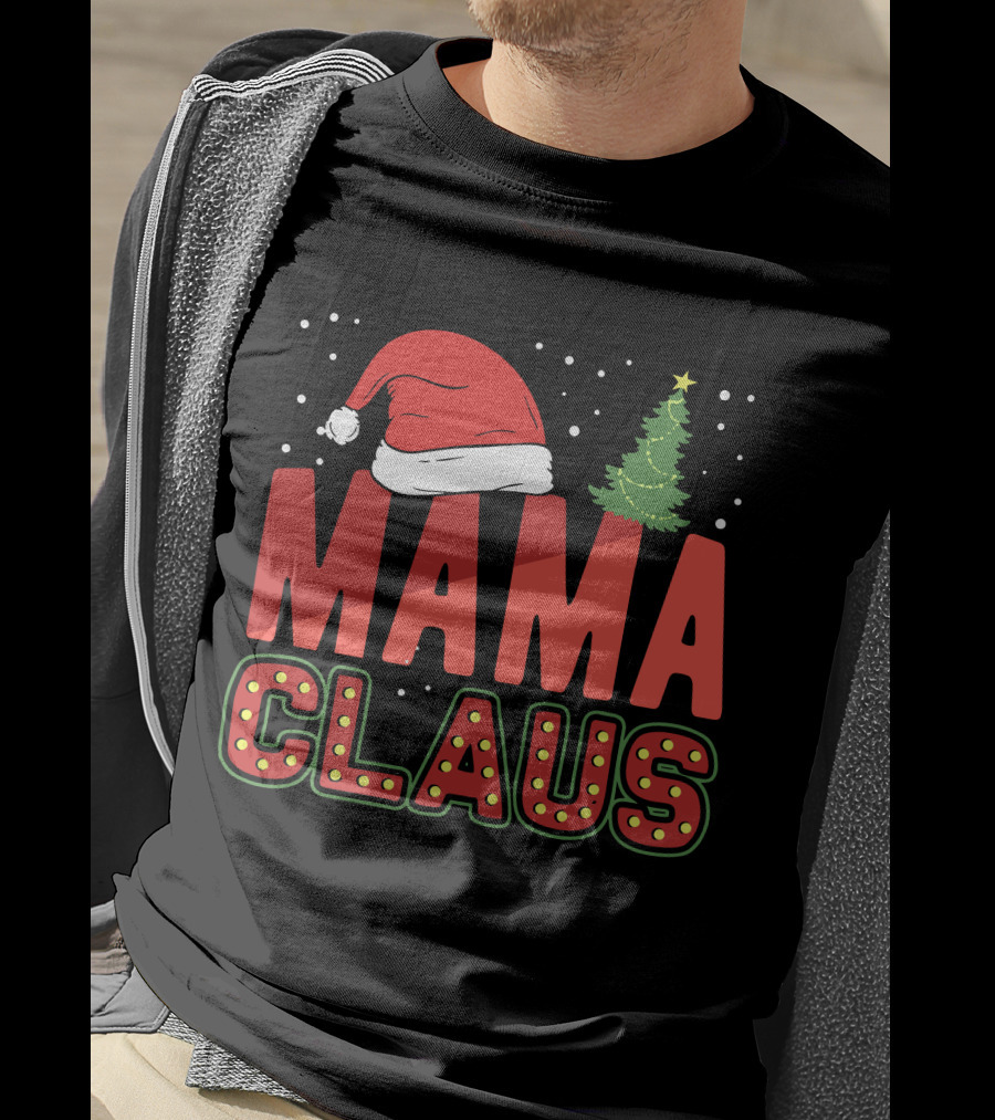 Mama Claus Christmas Santa Hat Tree T-Shirt
