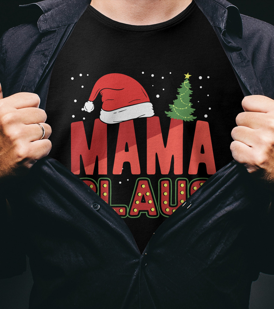 Mama Claus Christmas Santa Hat Tree T-Shirt